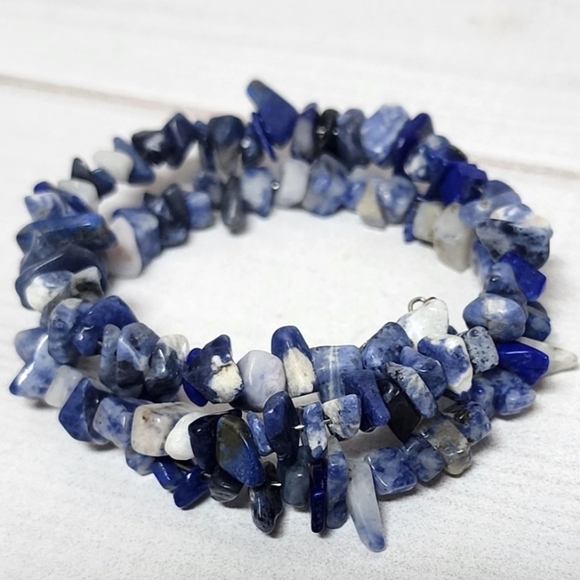 Sodalite Coil Wrap Beaded Bracelet Handmade - New - Picture 8 of 9